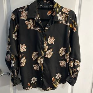 Zara - Button Down with Rouched Sleeve